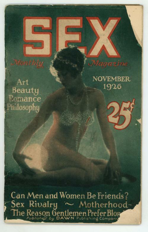 Sex Monthly Magazine Nov 1926 Pulp Semi-Nude GG Cover Photo