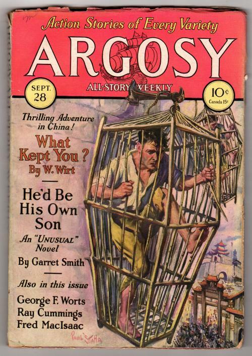 Argosy September 28 1929 Paul Stahr Cvr; Ray Cummings; Eustace L. Adams; W. Wirt