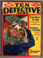 Ten Detective Aces Aug 1939 Pulp Norman Saunders Cvr; Lawrence Treat Baxter N...