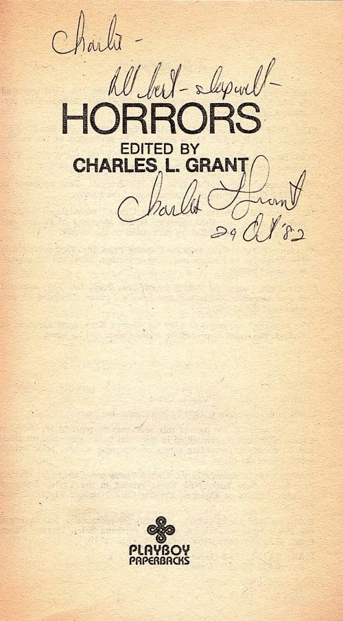 Horrors by Charles L. Grant (editor) First Printing Signed