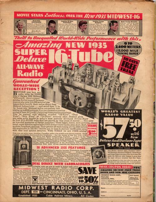 Science and Mechanics Oct 1934 Pulp Frank Paul; Monstrous Machines of the Nex...