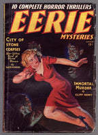 Eerie Mysteries Aug 1938 FIRST issue; Norman Saunders wild GGA Cover - Pulp