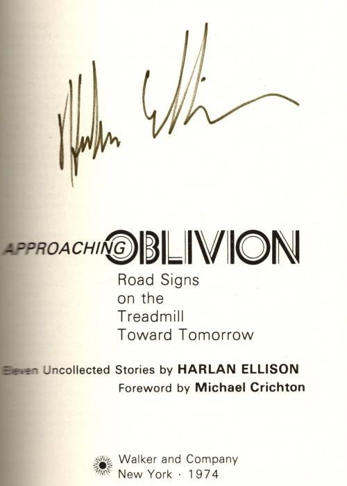 Approaching Oblivion by Harlan Ellison (First Edition) Signed