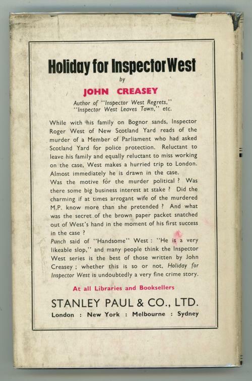 Holiday for Inspector West by John Creasey (First Edition)