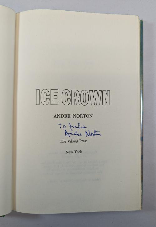 Ice Crown by Andre Norton (Reprint Edition) Book Club Signed