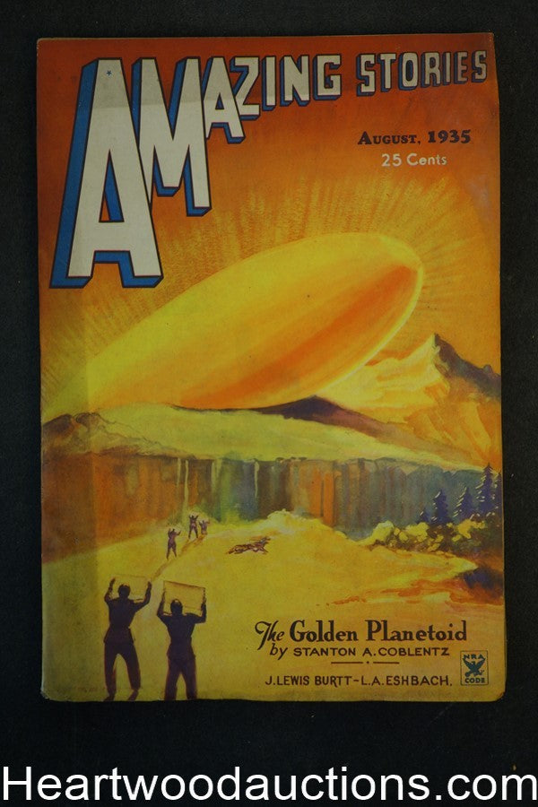 Amazing Stories Aug 1935 Coblentz- "The Golden Planetoid" Morey Cover - High Gra