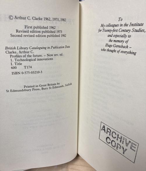 Profiles of the Future by Arthur C. Clarke (Second Revised Edition)