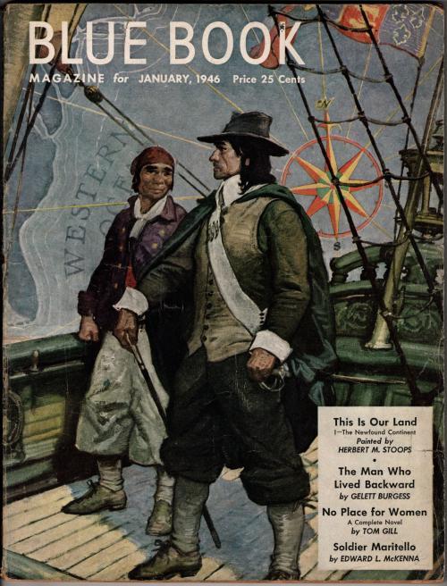Blue Book Jan 1946 Stoops Cvr; H. Bedford-Jones; Gelett Burgess; Tom Gill
