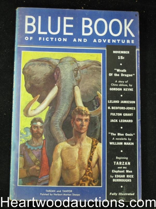 Blue Book Nov 1937 Burroughs Tazran and the Elephant Men