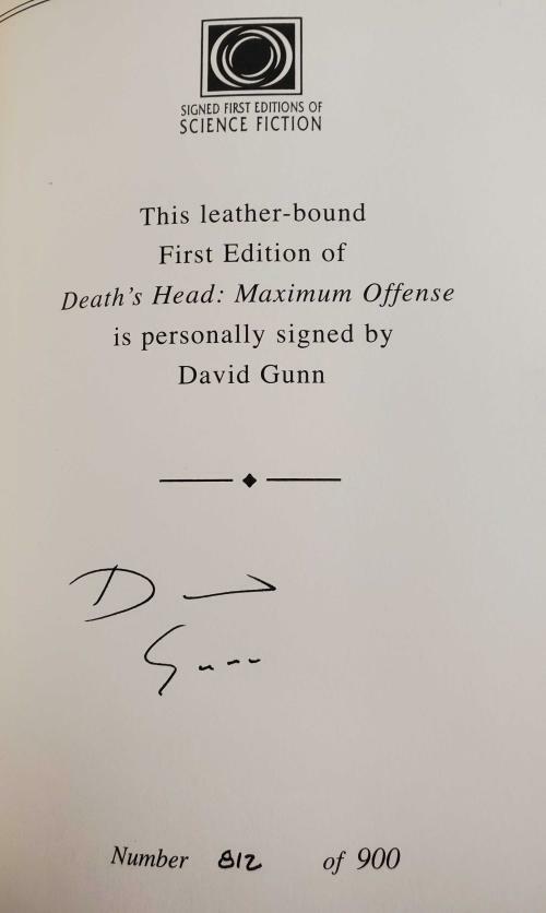 Death's Head Maximum Offense by David Gunn (Signed First Edition)