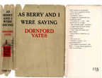 As Berry and I Were Saying by Dornford Yates (First Edition) File Copy