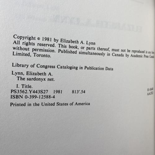 The Sardonyx Net by Elizabeth A. Lynn (First Edition)