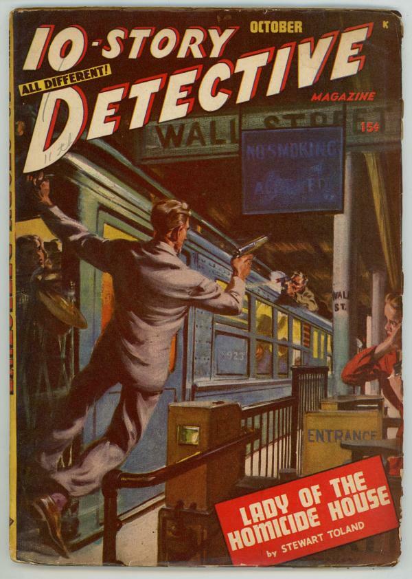 10 Story Detective Oct 1947 Norman Saunders Cover Art Pulp