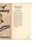 Leaves of Memory by Valentine (First Edition) Ward Lock File Copy