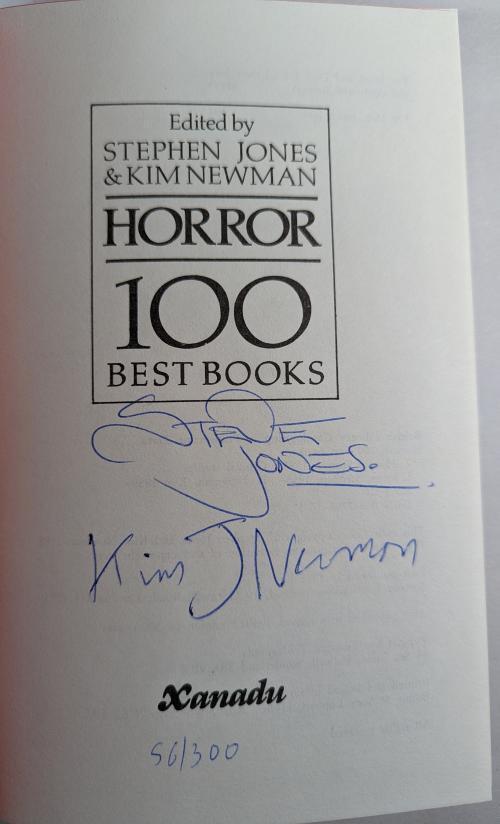 Horror: 100 Best Books (First Edition) Signed
