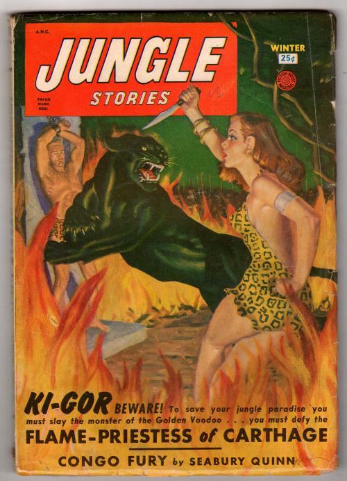 Jungle Stories Winter 1950 George Gross male Wild Cvr; Seabury Quinn; Drum...