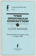 The Inhuman Condition by Clive Barker short preview copy Signed