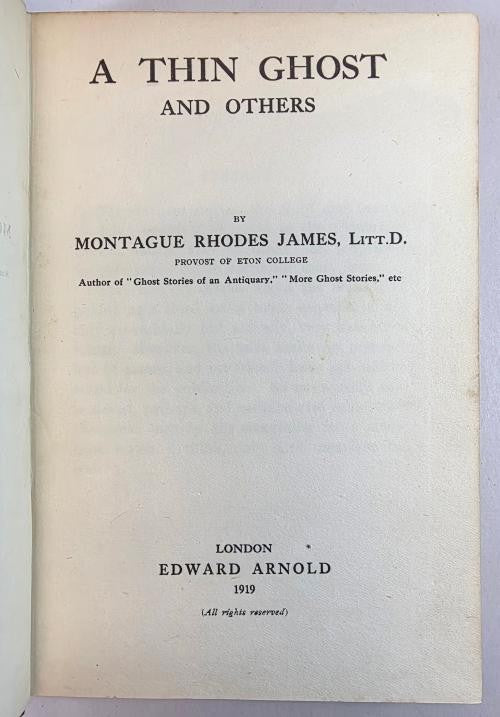 A Thin Ghost and Others by M.R. James (First Edition) Rare