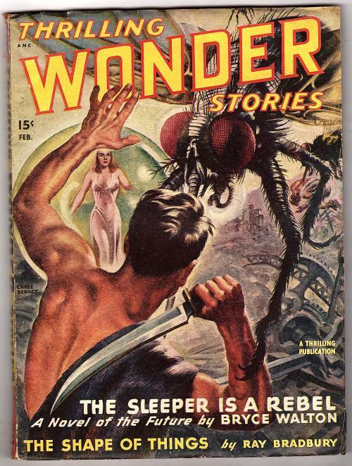 Thrilling Wonder Feb 1948 Giant Mosquito CVR, Bradbury
