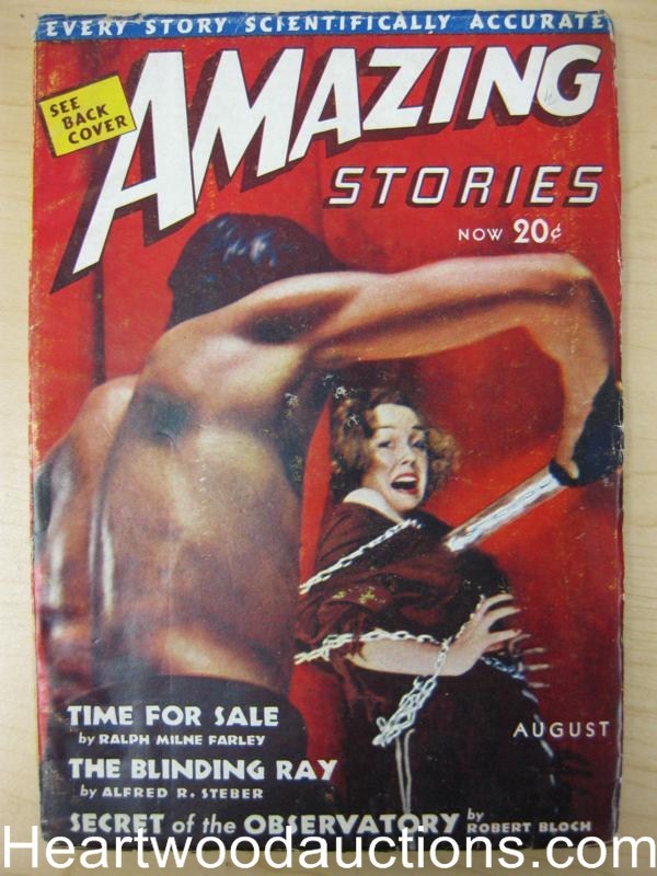 Amazing Stories August 1938 Robert Bloch, Wild Cover