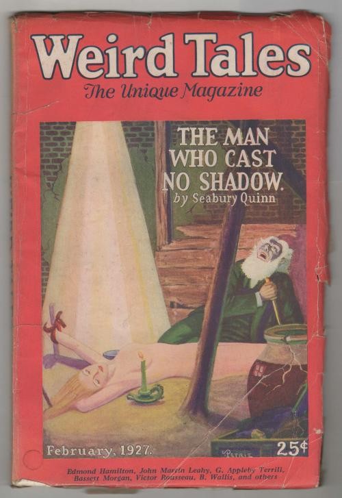 Weird Tales Feb 1927 Petrie GG Bondage Cvr; August Derleth; Rousseau; Keats; ...