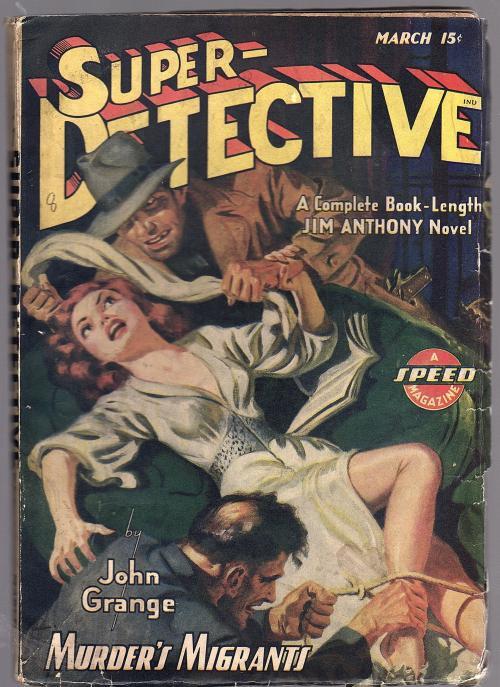 Super Detective Mar 1943 Anderson Redhead Bndg Cvr, Jim Anthony - Pulp