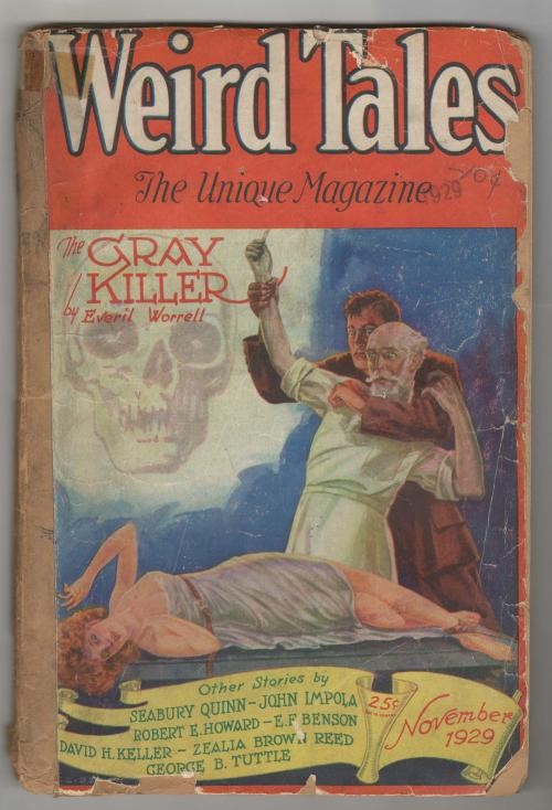 Weird Tales Nov 1929 C. C. Senf assault Cvr; CA Smith; Quinn; RE Howard; Derleth