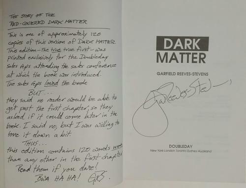 Dark Matter by Garfield Reeves-Stevens (First Edition) Uncorrected Proof Signed