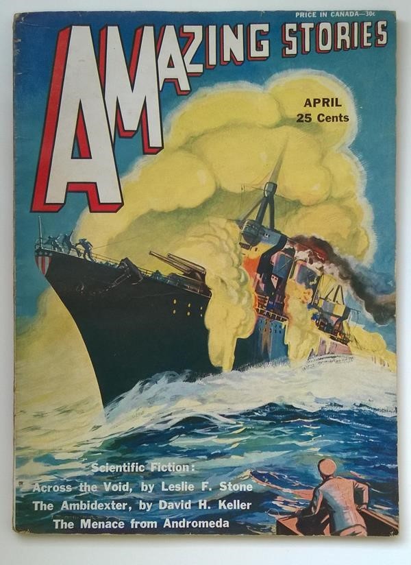 "Amazing Stories" April 1931 Classic  Morey Blob vs. Battleship cover