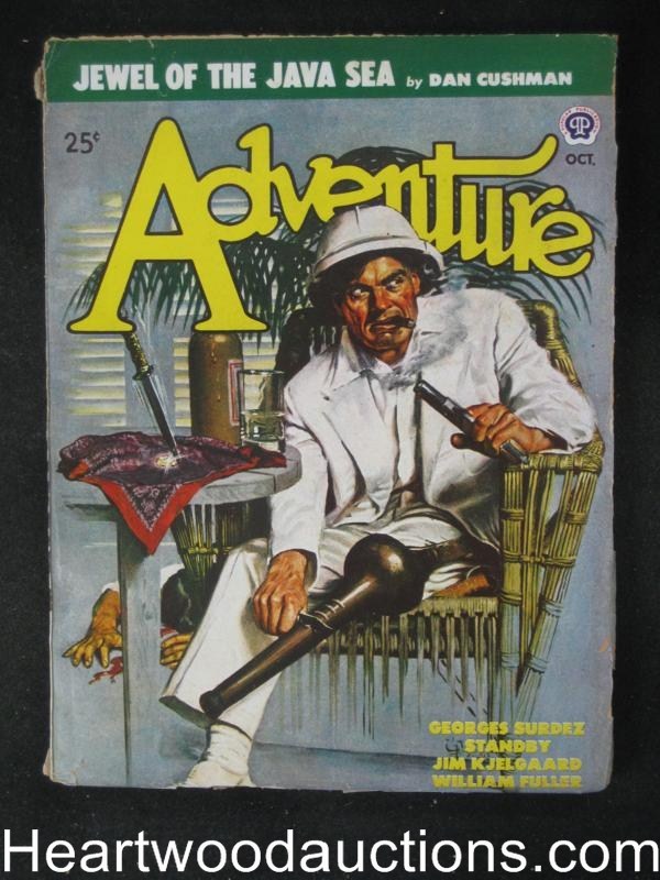 Adventure Oct 1948 Peter Stevens cvr, Surdez, Dan Cushman - High Grade