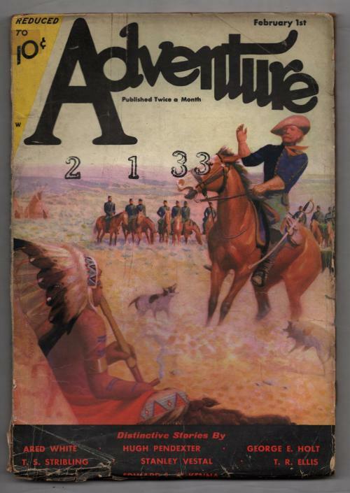 Adventure Feb 1 1933 Pulp Delano Cvr; Holt "A Problem in Extradition"