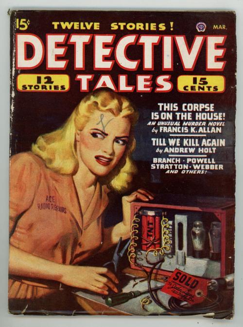 Detective Tales Mar 1947 Blonde GG Defuses Bomb on Cover