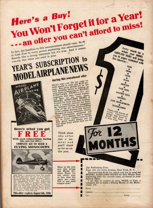 Bill Barnes Air Trails Aug 1936 Pulp Frank Tinsley Cvr; George L. Eaton