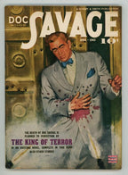 Doc Savage 1943 Apr "The King of Terror"; Particularly violent cvr