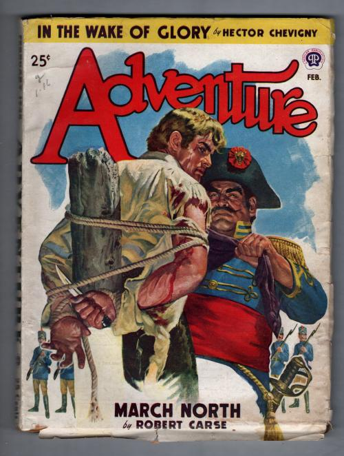 Adventure Feb 1948 Pulp Male Bondage Cvr art by Stevens; Hector Chevigny