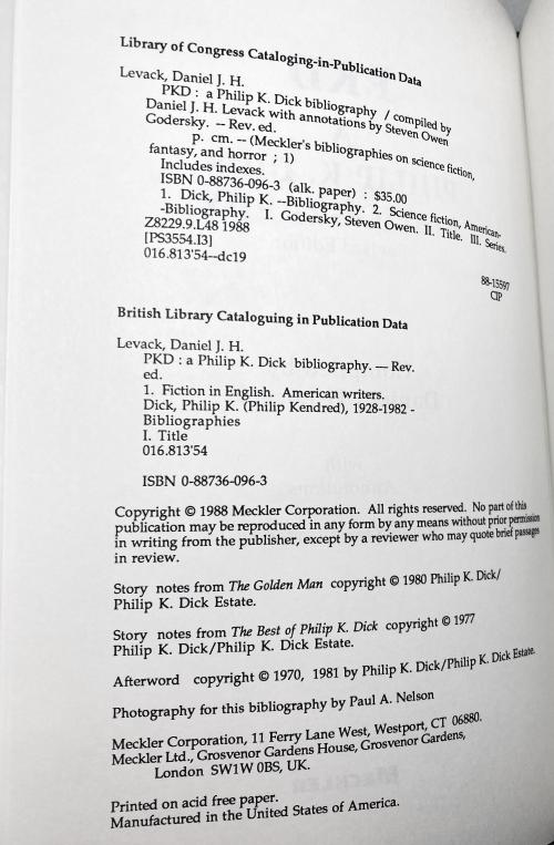 PKD: A Philip K. Dick Bibliography, Revised Edition