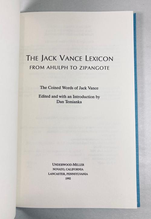 The Jack Vance Lexicon: The Coined Words of Jack Vance from Ahulph to Zipangote