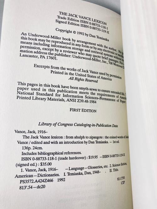 The Jack Vance Lexicon: The Coined Words of Jack Vance from Ahulph to Zipangote