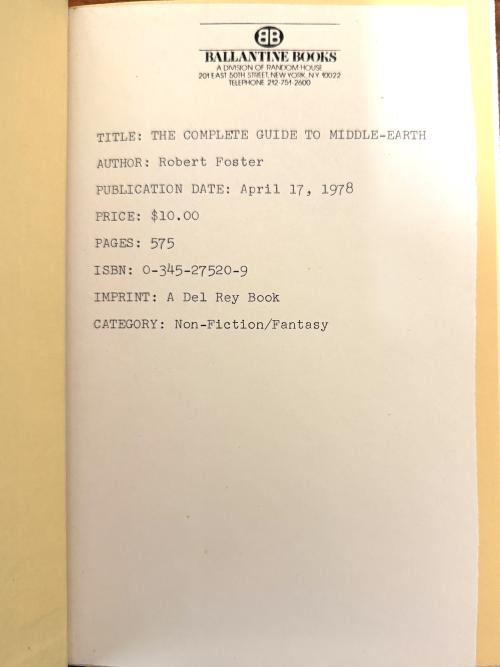 The Complete Guide to Middle Earth by Robert Foster