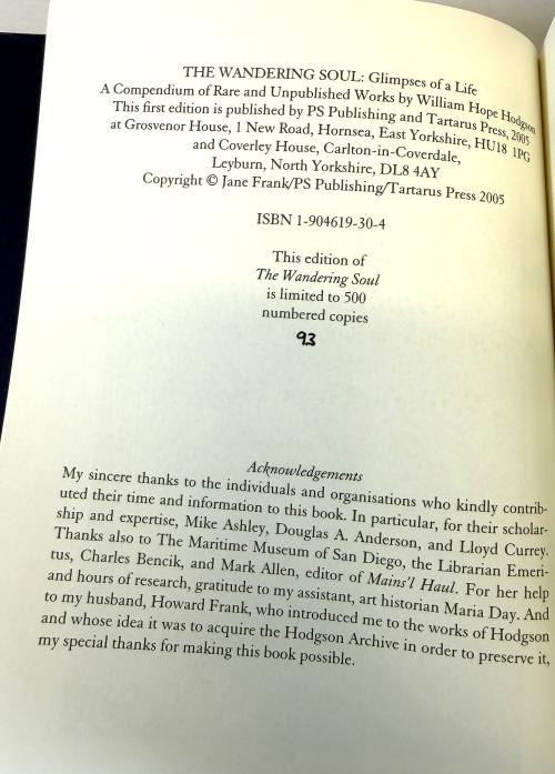 The Wandering Soul: Glimpses of a Life by William Hope Hodgson (First Edition)
