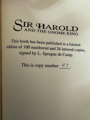 Sir Harold and the Gnome King by L. Sprague de Camp (First Edition) LTD