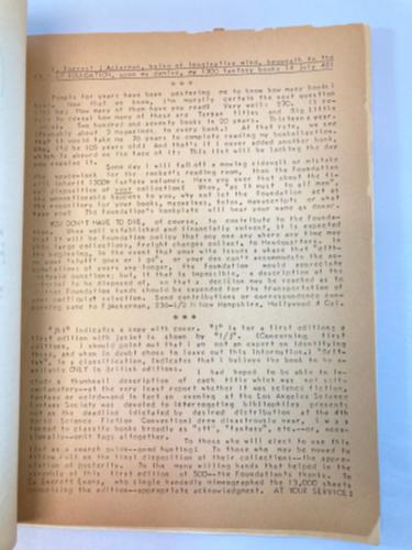 "I Bequeath" The Fantasy Foundation by Forrest J. Ackerman