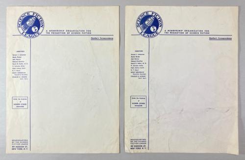 Science Fiction League Letterhead (2 unused sheets)