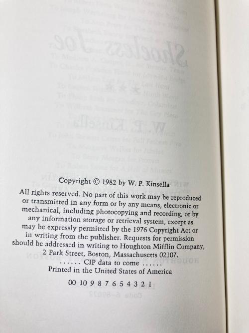 Shoeless Joe by W. P. Kinsella (First Printing, 1982) Advance Uncorrected Proof