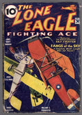 The Lone Eagle Jan 1934 Plane Attack Cvr, Fangs of the Sky - Pulp