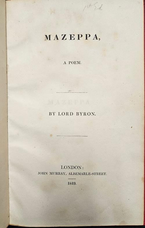 Mazeppa, A Poem by Lord Byron (First Edition, Second Issue)