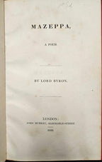 Mazeppa, A Poem by Lord Byron (First Edition, Second Issue)
