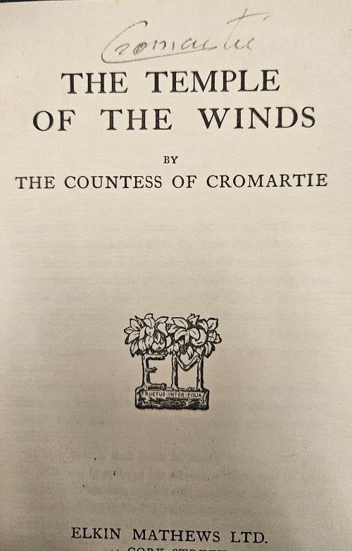 The Temple of the Winds by The Countess of Cromartie (First Edition) Signed