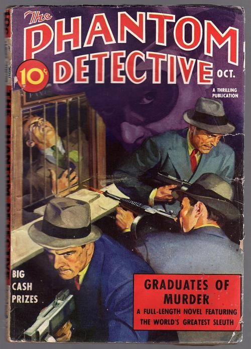 Phantom Detective Oct 1938 Robert Wallace - Tommy Gun cover - Pulp