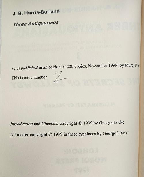 Three Antiquarians Vol. I by J.B. Harris-Burland (First Edition)